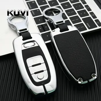 

Galvanzed Alloy&Leather Key Chain Car Key Protection Cover for Audi A4L A5 A6 A6L Q5 S5 S7 Protect Shell Car Styling