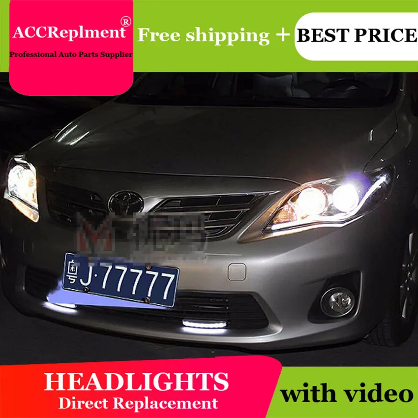 Auto Lighting Стиль светодиодный фара для Toyota Corolla фары 2011 Альтис Ангел глаз drl H7 hid Би