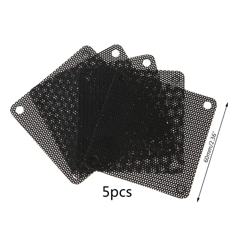 5PCS PVC Fan Dust Filter PC Dustproof Case Cuttable Computer Mesh Cover 60mm Mesh Black 1