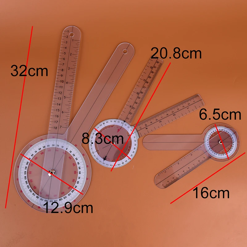 3 шт. угловая медицинская линейка спинномозговой Гониометр 6 дюймов, 8 дюймов, 12 дюймов 360 градусов пластиковый транспортир Whosesale