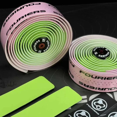 Green Pink 1 компл. Fouriers двойной цвет бар ленты и вилки ПУ дорожный велосипед падение руль обертывания 3 см* 200 см - Цвет: Green Pink