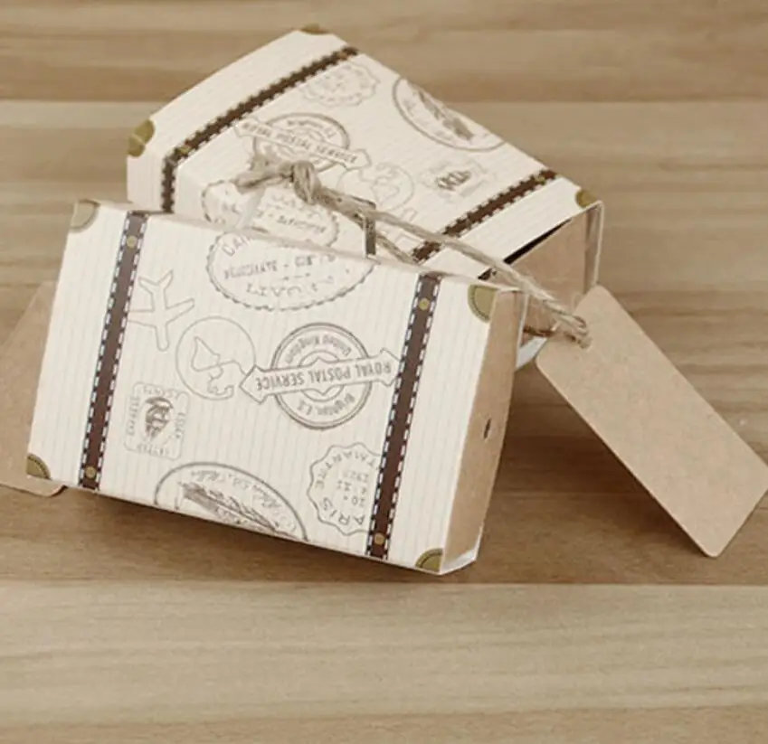 

Free shipping 100pcs/LOT Wedding Favor box suitcase candy packing