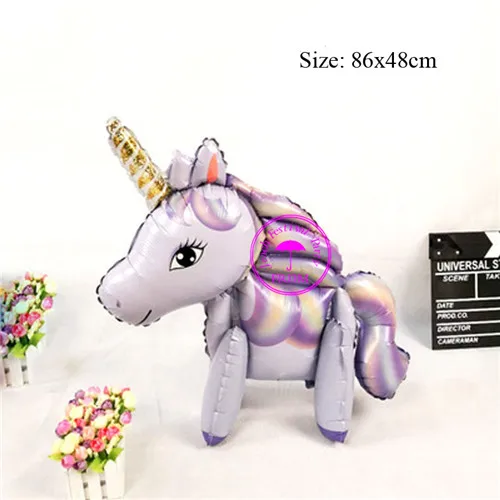 Полиэтилентерифталатное покрытие воздушный шар в форме животного Гелиевый шар украшения день рождения поставки животный форменный Летающий воздушный шар лошадь детские игрушки - Цвет: gray  unicorn