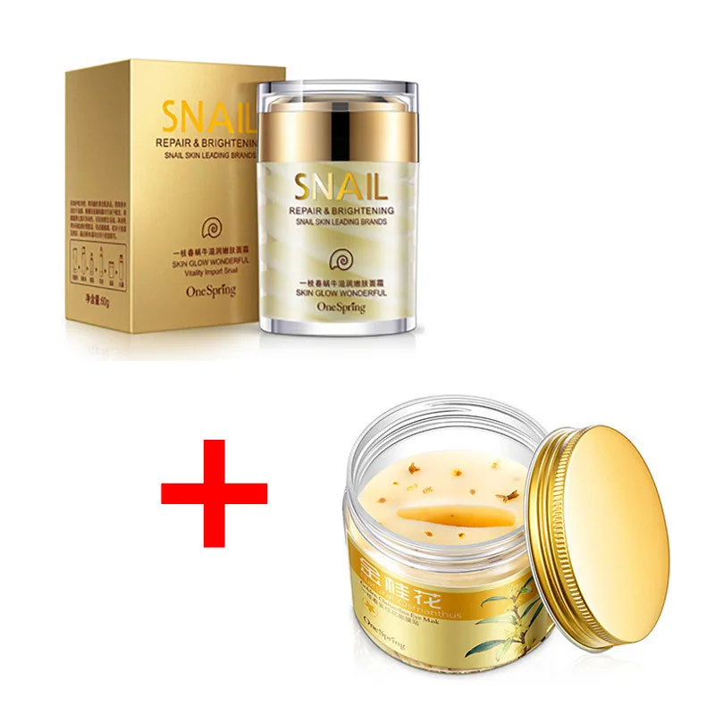 OneSpring Moisturzing Snail Cream + Gold Osmanthus Eye Mask Women Collagen Gel Whey Protein Face Care Anti Puffiness Skin Care