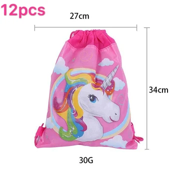 

12pcs/lot unicorn drawstring bags kids favor cartoon string back bags unicorn school string bags kids birthday party supplies