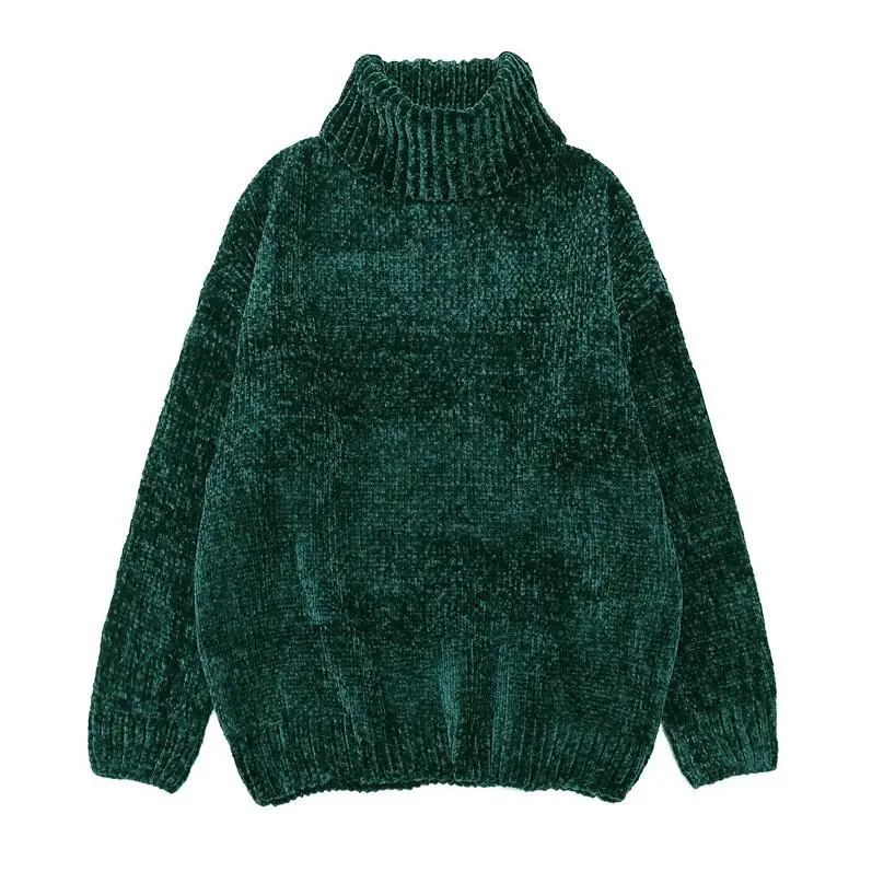 Dark green YAMDI женские Свитера Осень-зима; в повседневном стиле шикарные свободные хлопковые модные теплые офисные женские пуловеры с длинным рукавом Женские топы - Цвет: Dark green