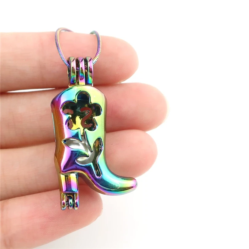 22" Rainbow Color Snake Chain Pick a Pearl Butterfly Cage Locket S-PC-617 22" Rainbow Color Snake Chain Pick a Pearl Butterfly Cage Locket S-PC-617