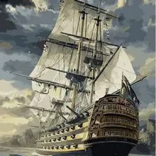 Новая мода Большой парусник напечатаны DIY цифровая картина маслом по номерам ручная роспись маслом 40x50 см без рамки