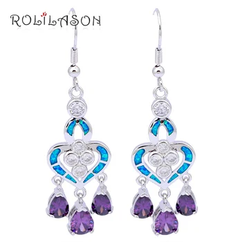 

So Luxury Design Zircon Drop Earrings for Bride Wholesale Blue Fire Opal Silver Stamped Zirconia Fashion Jewelry OES538