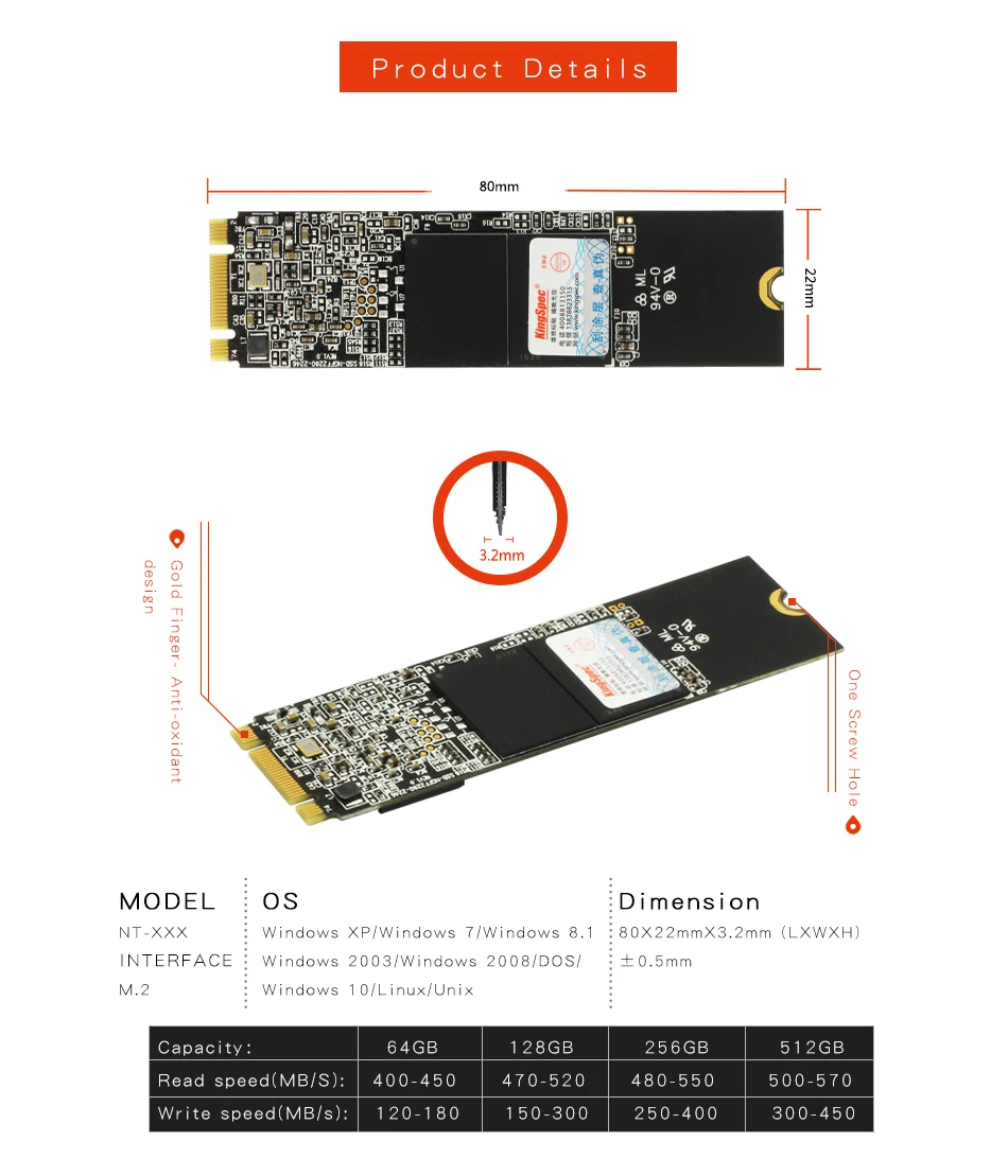 Тонкий твердотельный накопитель kingspec 80*22 мм NGF M.2 SATA hd ssd 128 ГБ 256 512 ТБ для Thinkpad IMB