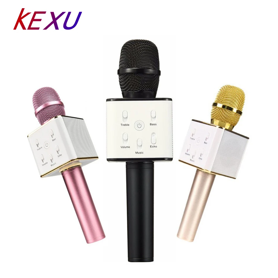Online Original KEXU Q7 04 Bluetooth Karaoke MICRÓFONO INALÁMBRICO reproductor profesional altavoz con Carring funda para Iphone Android