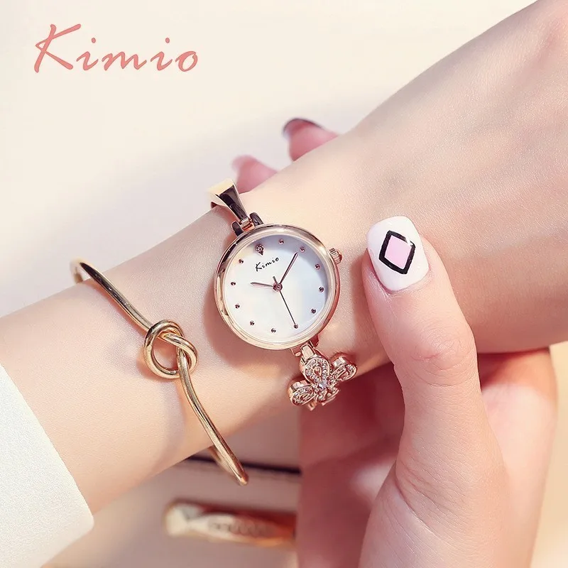

KIMIO Clover Flower Designer Brand Luxury Women Watches Rose Gold Watch Bracelet Lady Watch For Woman Girl Womens Wristwatch