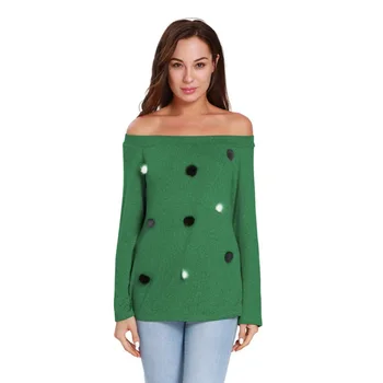 

Fashion Autumn Winter Sweater Women Pullovers Off Shoulder Casual Loose Top Female Fuzz Ball Decor Sweaters