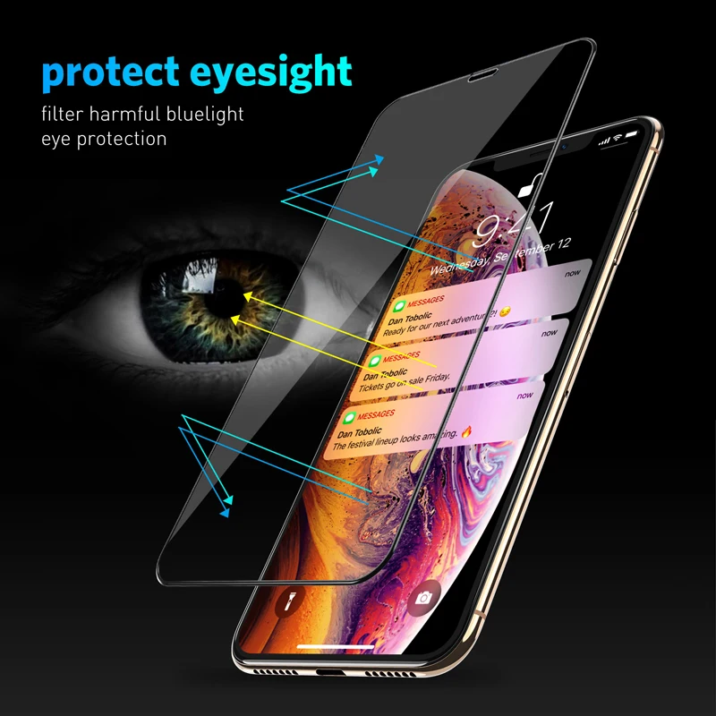 USLION 9D Защитное стекло для iPhone 7 8 6 6s Plus защита экрана полное покрытие закаленное стекло для iPhone X XS XR XS Max