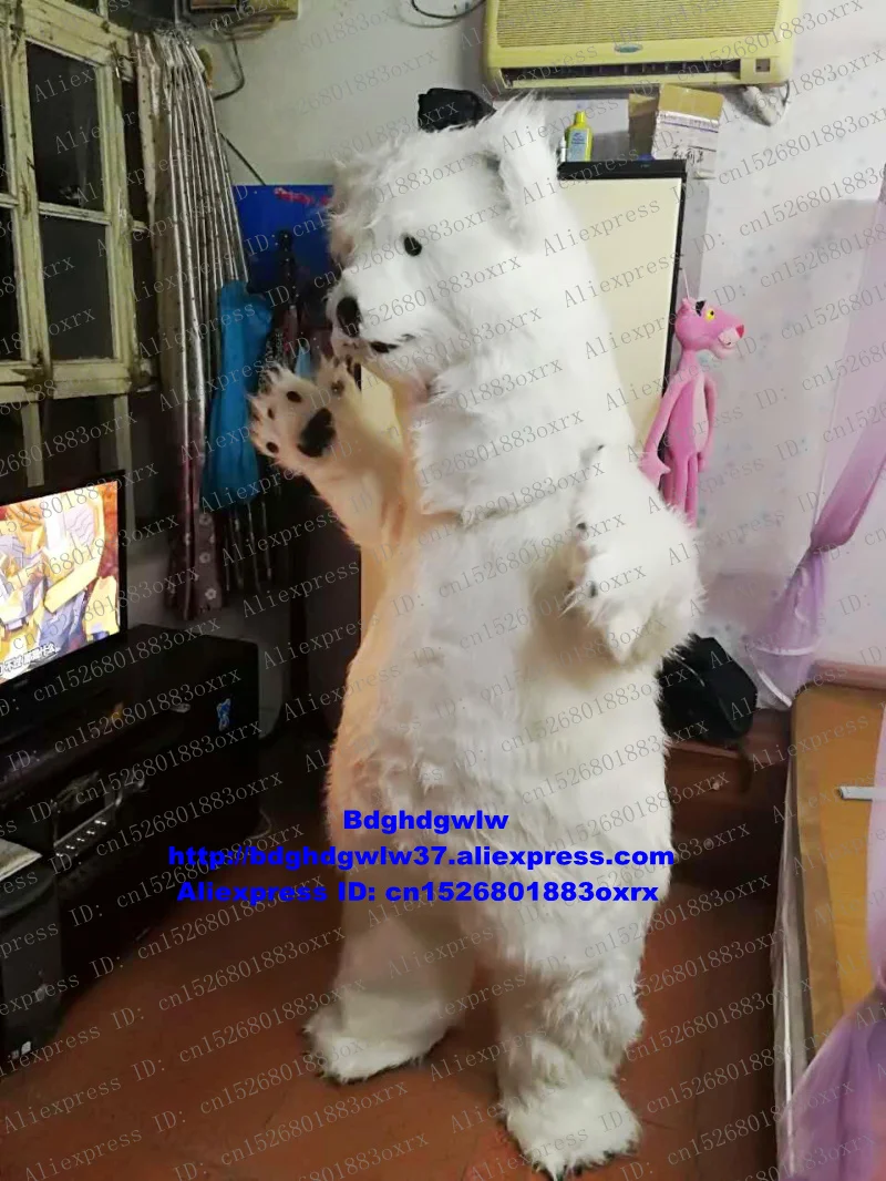 Длинный мех полярный медведь Белое море маскот Медведь Костюм для взрослых, Герой мультфильма встреча Добро пожаловать родитель-ребенок деятельности zx1628
