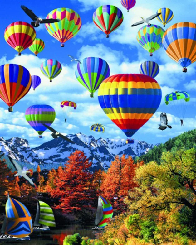 

5D DIY Diamond Painting Hot Air Balloon Diamond Embroidery Scenery Cross Stitch Mosaic Needlework Home Decor Round drill gift