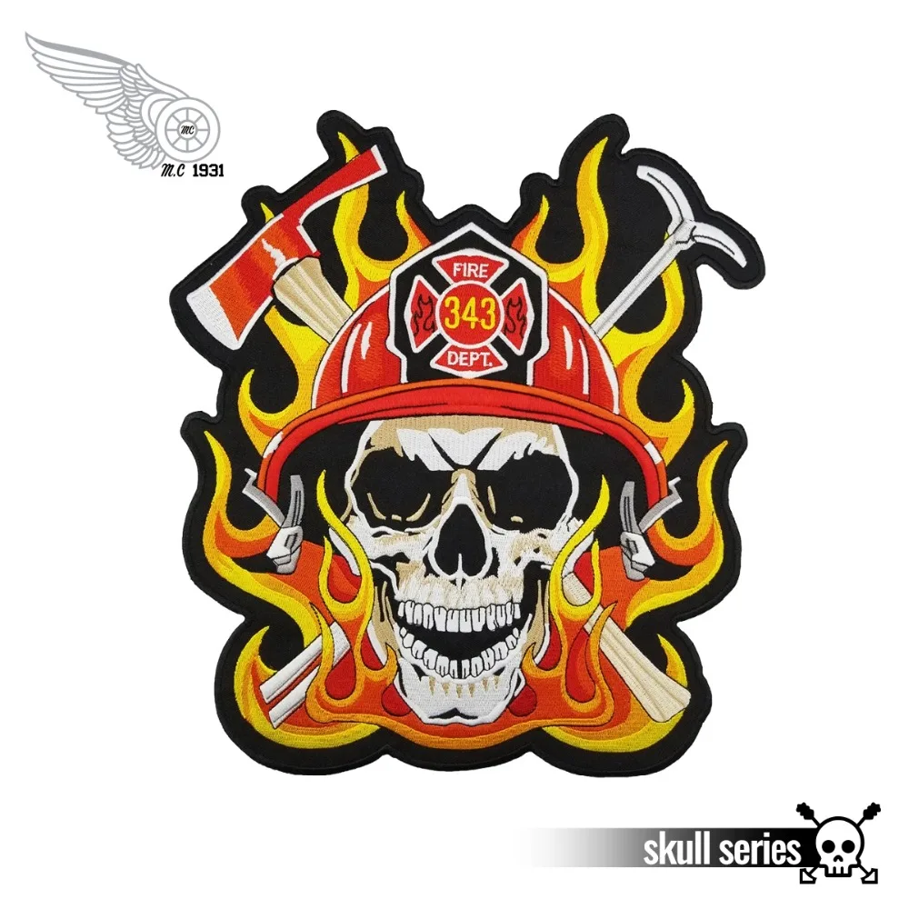 Fire Hat Set Small Iron On Embroidered Patch Firemen