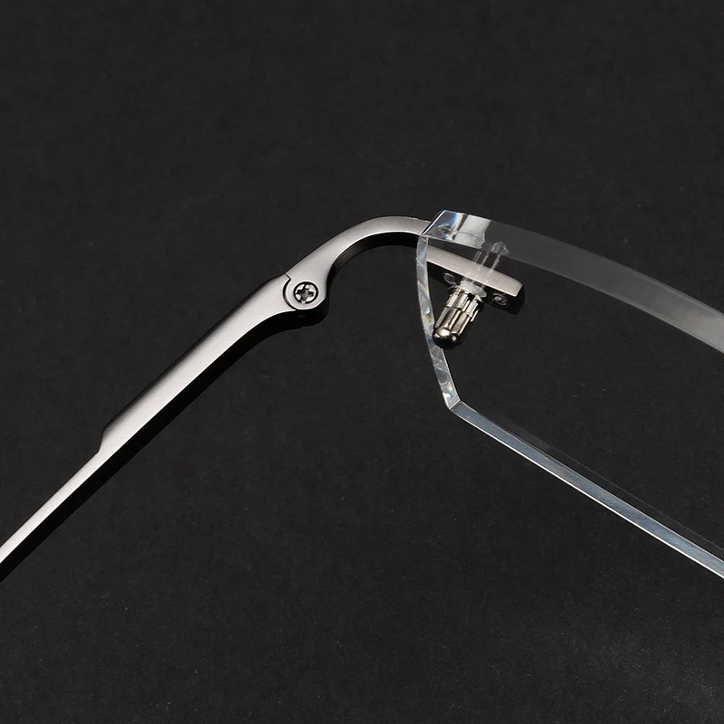 Brillen Silver Gray Herren Legierung Klar Randlose Lesen F103 Optische Kurzsichtigkeit Weitsichtigkeit Brille Verordnung PxwOx7