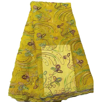 

First class product Beautiful Appliqued mesh lace with sequins CD52 High Quality Net Lace Embroidered French 3D beaded lace