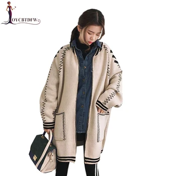 

Spring Autumn New Sweater Jacket Female 2018 Loose Mediun long Knitted cardigan Sweater Long-sleeved Fashion Girl Sweater DD982