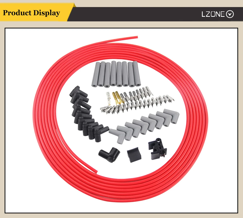 Lzone-температура 10 м/компл. провода свечей зажигания спирали Core 8,5 мм красный для Chrysler Hemi про запас для Ford Dodge комплект JR-SSC01