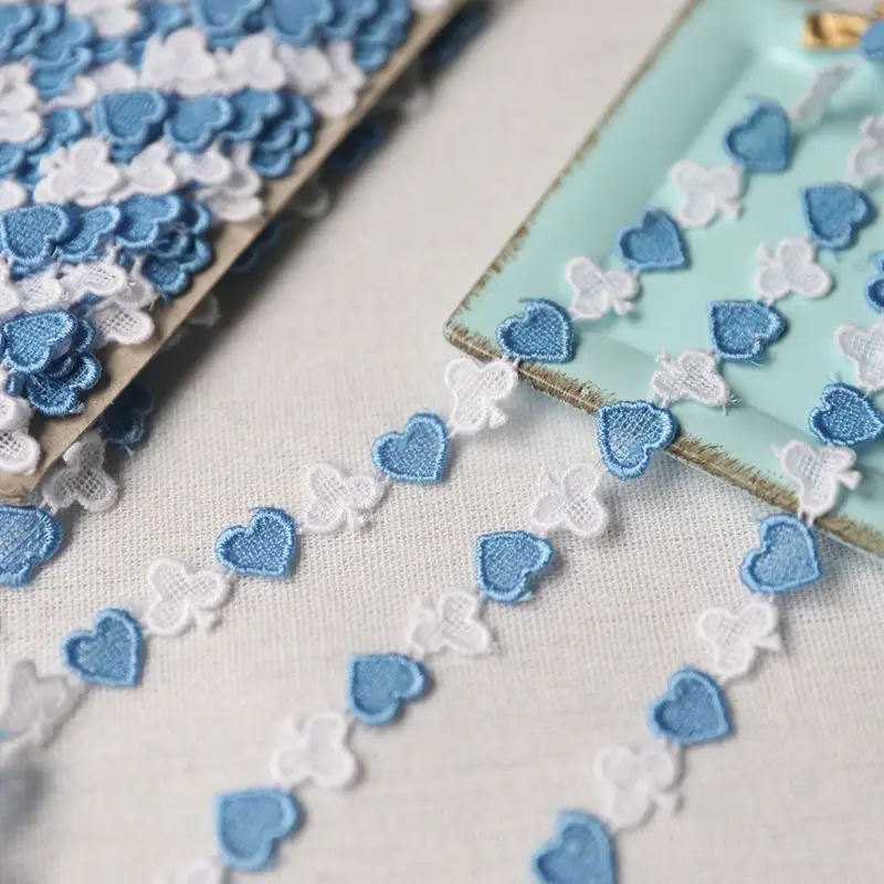 

hot sale Lace materials good quality water soluble 1.2 cm wide, heart-shaped lace H1203