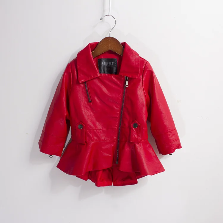 Toddler Baby Girls Warm Jacket PU Leather Long Sleeve Zipper Outerwear Coat US