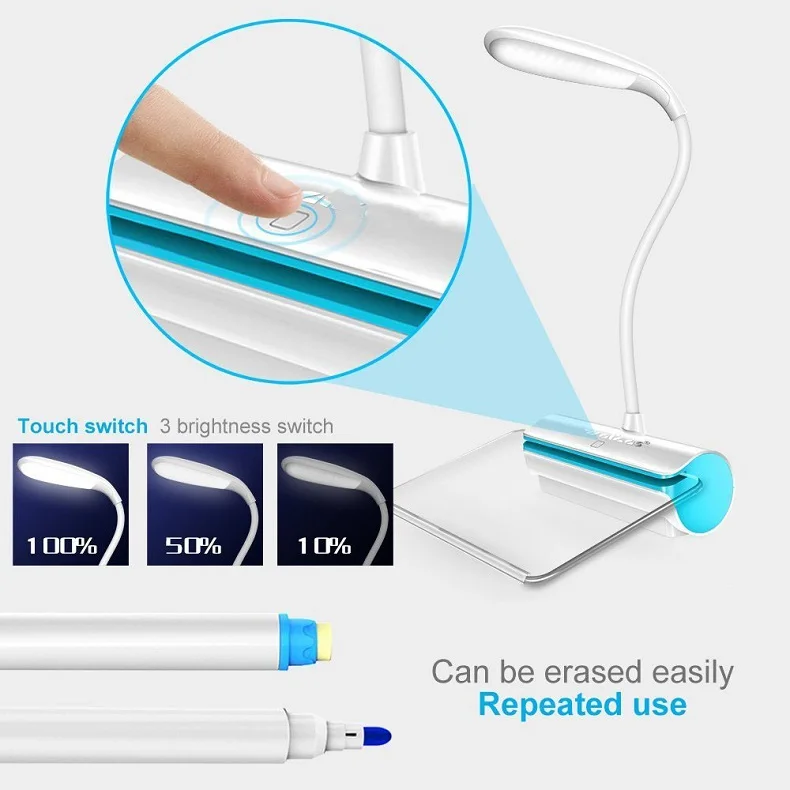 HJYVIOTIN перезаряжаемая Настольная лампа с доской для сообщений DC5V USB светодиодный светильник сенсорный выключатель Luminaria De Mesa ночной Светильник s подарок для чтения