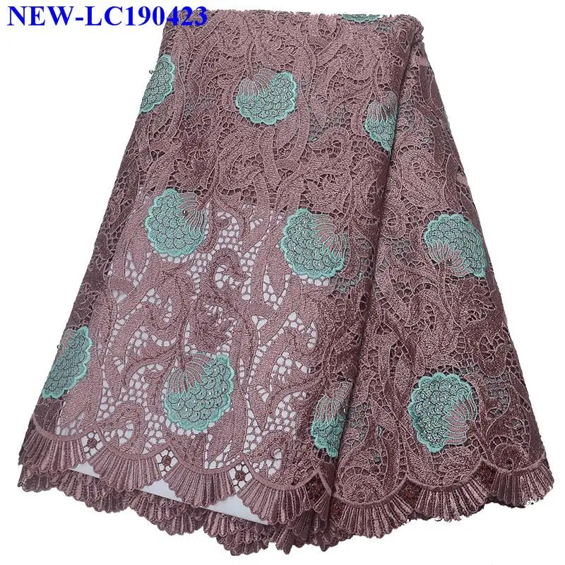 

High Quality African Guipure Lace Fabric 2019 Embroidery french Lace Fabric For Wedding dress Nigerian Beaded Lace Fabric NSX01
