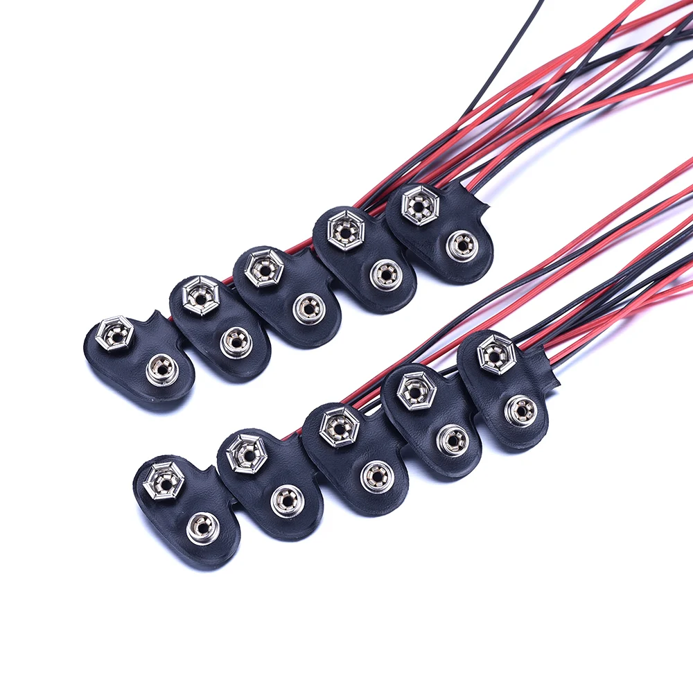 

10pcs 9V T model 2 Lines Fine workmanship Hard Leather Voltage Battery Clip Connector Hard Shell Buckle DIY Tools