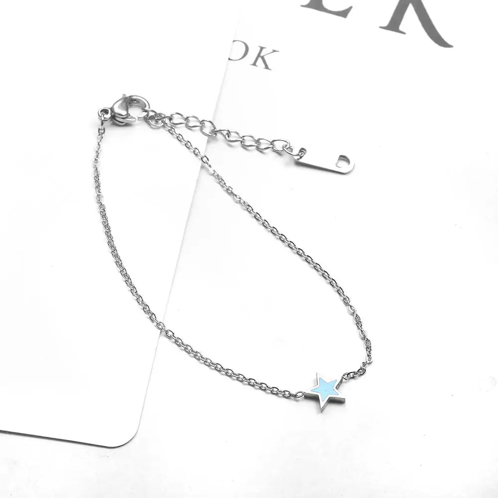 charm chain link bracelets bangles for women friendship braclet hand chain female girls stainless steel heart silver (3)