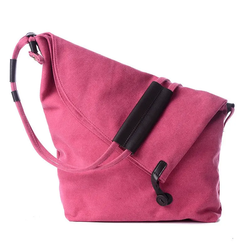 Женская парусиновая винтажная сумка через плечо, женские сумки через плечо для маленького ковша, дизайнерские сумки, новые женские сумки-мессенджеры KL280 - Цвет: Ярко-розовый