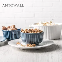 ANTOWALL, керамическая посуда в скандинавском стиле ins, 6,2 дюймов, миска для супа, лапши быстрого приготовления, 1000 мл, миска синего и белого цвета