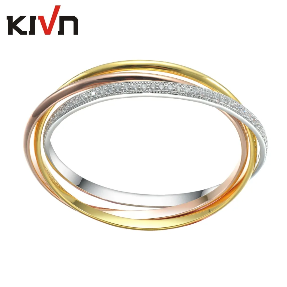 

Womens Fashion Jewelry Interlocked 3 Tone CZ Cubic Zirconia Bridal Wedding Bangle Bracelets for Girls Promotion Christmas Gifts