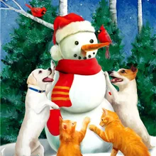 Картина с бриллиантами на заказ мультфильм снеговик кошка собака полный квадратный значок с вышивкой в виде ромба eigen foto рождественские украшения лайтпад