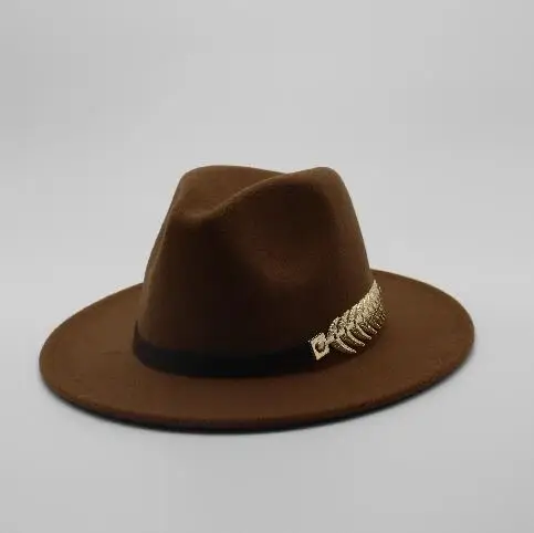 Специальные Фетр шляпа Для мужчин Fedora Шапки с поясом Для женщин Винтаж фетровой шапки шерсть Fedora теплая Джаз Hat chapeau Femme Feutre panaman hat - Цвет: 8
