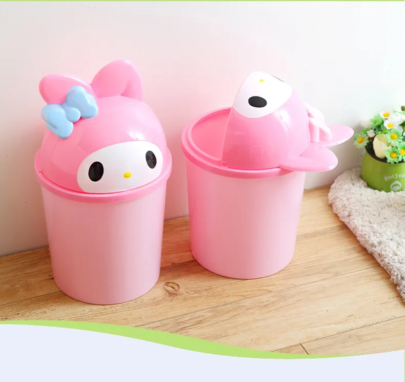 Cute Cat Table Bedroom Mini Trash Bin for Car Storage Bins Waste Basket with Lid Bathroom Trash Can Living Room Recycle Bin Pink