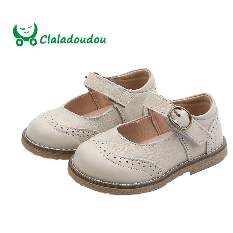 

Claladoudou 13.5-18CM Brand Genuine Leather Little Girls Spring Autumn Shoes Bullock Formal Party Wedding Dress Shoe For Toddler
