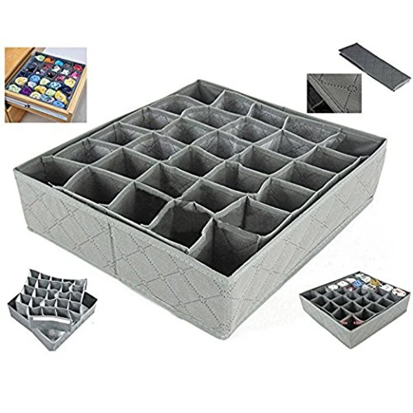 

1 pc cabinet drawer organizer 30 compartments Bra lingerie underwear Tie Storage Boxes socks - gray