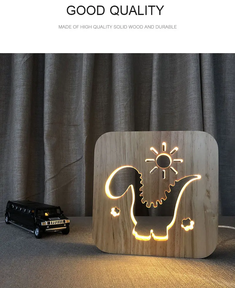 Cute Cartoon Dinosaur Wooden Night Lights Hollow Out Design Warm White Lighting USB Table Desk Lamp For Baby Kids Gift (1)