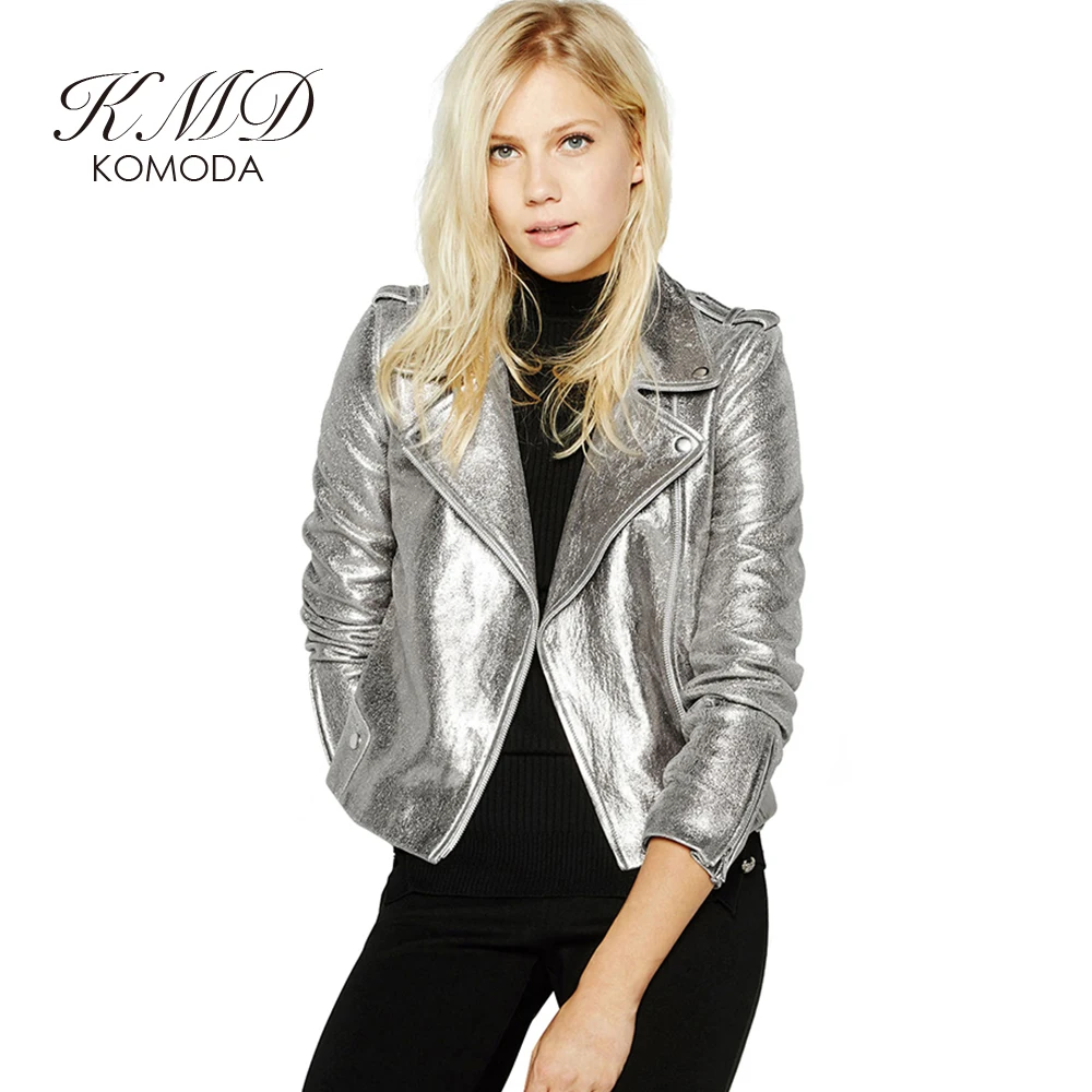 KMD KOMODA Women Jacket Zipper Button Long Sleeve PU