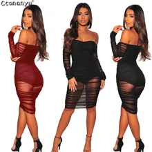 2019 Spring Mesh Perspective Off Shoulder Bodycon Dress Strapless Dress Women Fashion Night Club Sexy Party Dress 2019 Spring Mesh Perspective Off Shoulder Bodycon Dress Strapless Dress Women Fashion Night Club Sexy Party Dress