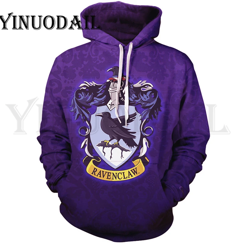 

Green Letter Gryffindor Fans Made 3D Printed Hoodie with Pocket Ravenclaw for Unisex Costume Voldemort Sweatshirt Magic Hoodies