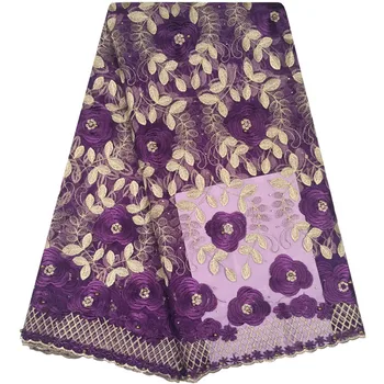 

Purple African Lace Fabric 2018 High Quality Lace African Guipure Cord Lace Embroidery Purple Nigerian Wedding Lace Fabric 1143