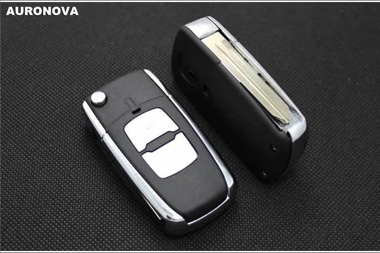 Auronva новое обновление складной ключ оболочки для hyundai Elantra 2 кнопки чехол для дистанционного ключа от машины Блестящий металлический боковой тип