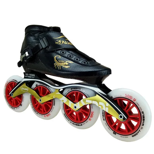 Pasendi, углеродное волокно, профессиональная обувь для скоростного катания, для женщин/мужчин, роликовые коньки, обувь для гонок, для взрослых и детей, обувь для катания на коньках - Цвет: 4x110mm wheels