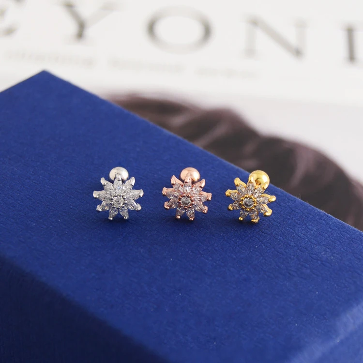 Buy 20gauge flower zircon tragus ear piercing