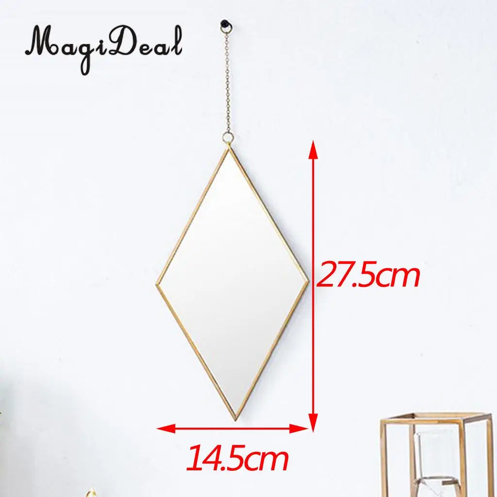 Girls Dressing Room Makeup Mirror Hollywood Style Dressing Table Wall Mirror, Diamond Shaped Glass Wall Decor Mirror	