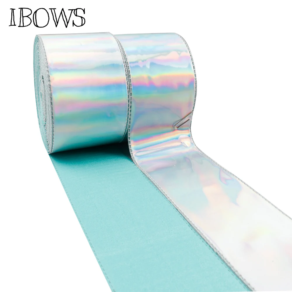 

1y/roll 75mm Laser Ribbon Mirror Leather Fabric Width High Quality PU for Decorative DIY Hair Bow Ribbon Materials Wholesale