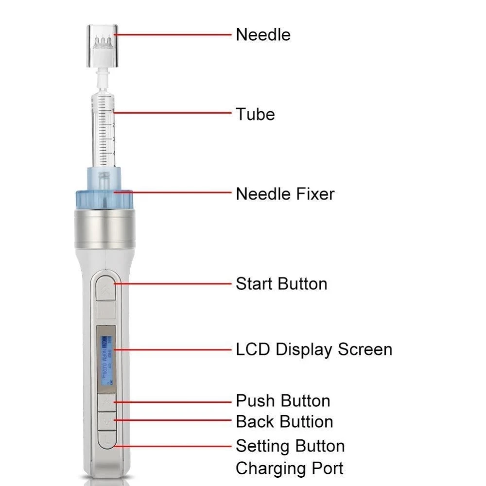 Мезотерапевтический пистолет для омоложения кожи ручка для инъекций воды мезо пистолет гиалурониковая кислота PRP 5 штифтов Иглы 3D водяной инжектор